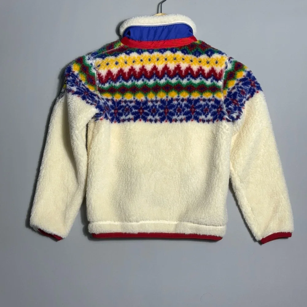Polo Ralph Lauren Sherpa Fleece Jacket Kids Size 6X Full Zip Fair Isle Cream‎
